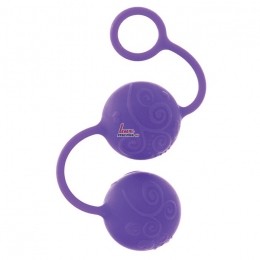 Яркие фиолетовые силиконовые вагинальные шарики с рисунком - Posh